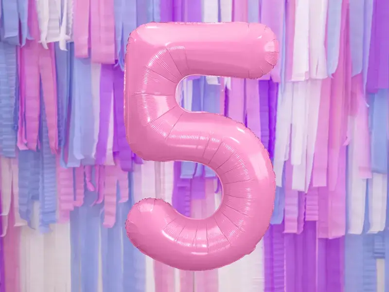 Ball Chiffre ''5'', aluminium, 86cm, light pink