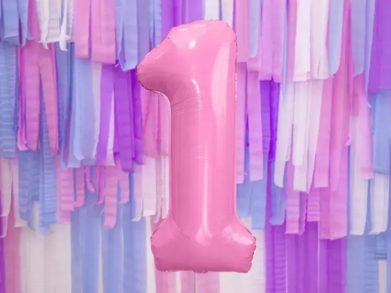 Ball Chiffre ''1'', aluminium, 86cm, light pink