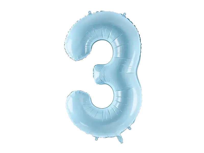 Ball Chiffre ''3'', aluminium, 86cm, light blue
