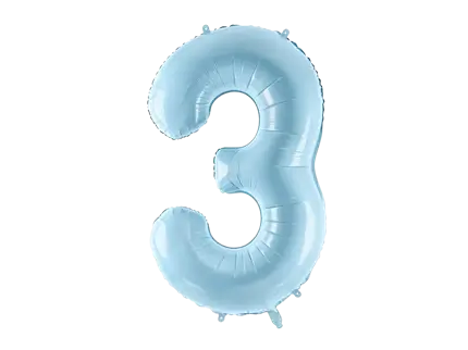 Ball Chiffre ''3'', aluminium, 86cm, light blue