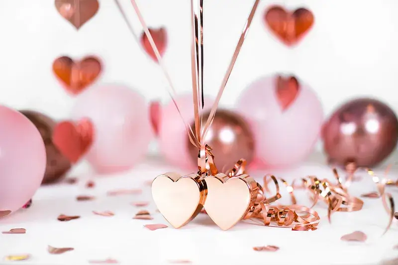 Hearts balloon weight, pink gold