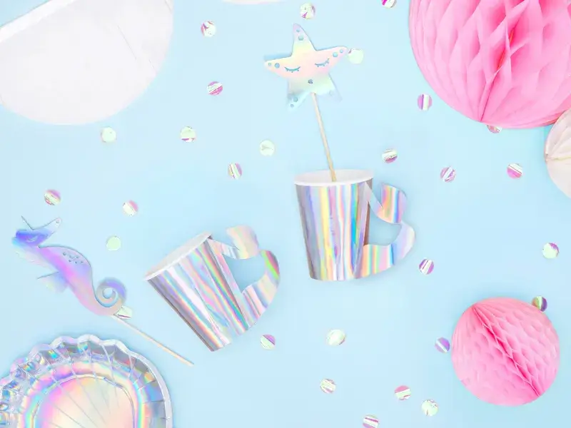 6 holographic mermaid paper cups