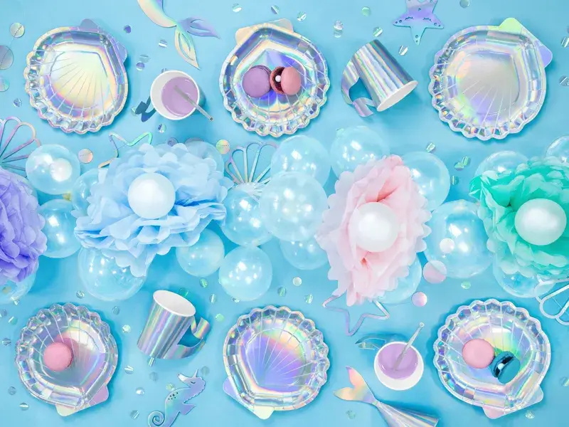 6 holographic mermaid paper cups
