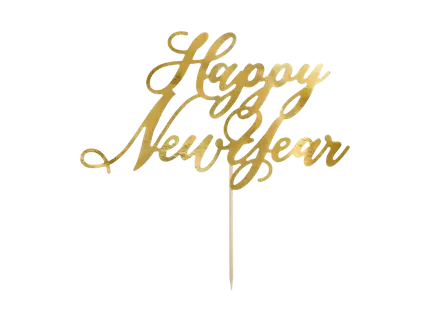 Golden Happy New Year cake topper