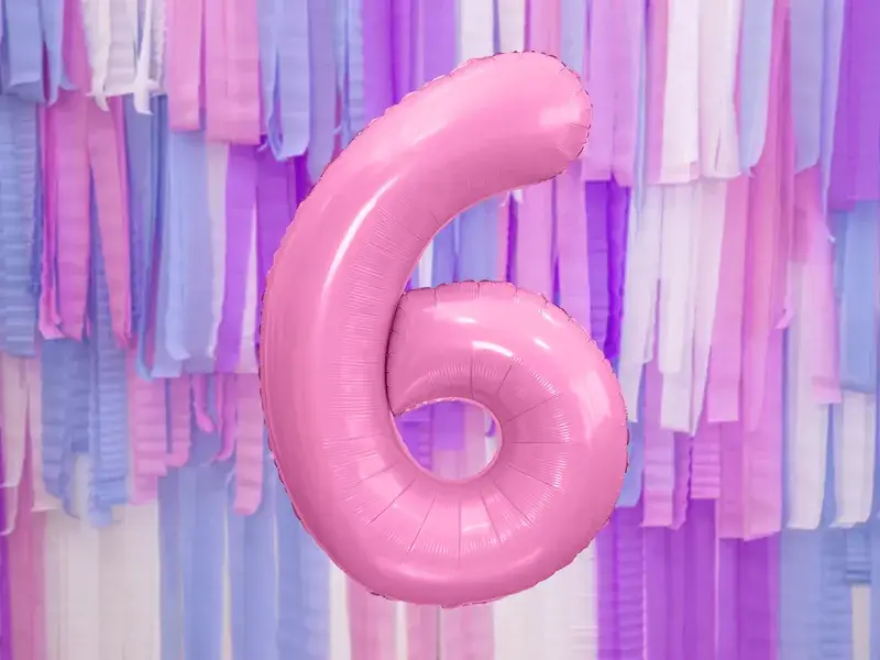 Ball Chiffre ''6'', aluminium, 86cm, light pink