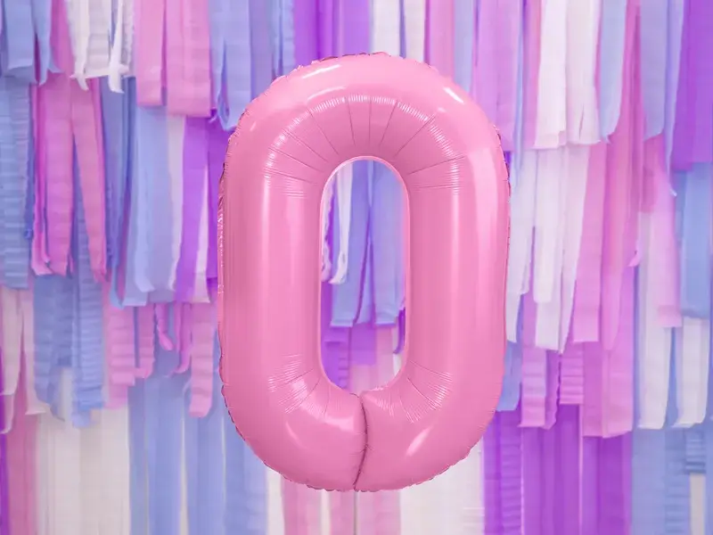 Ball Chiffre ''0'', aluminium, 86cm, light pink