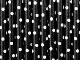 10 black paper straws with white polka dots