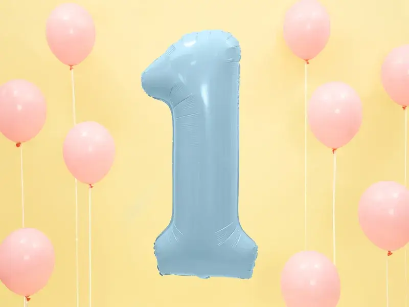 Ball Chiffre ''1'', aluminium, 86cm, light blue