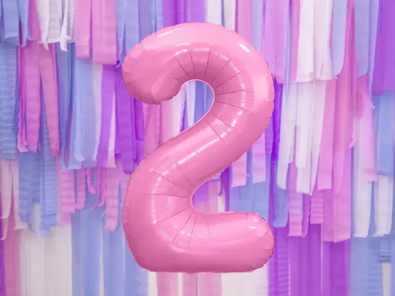 Ball Chiffre ''2'', aluminium, 86cm, light pink
