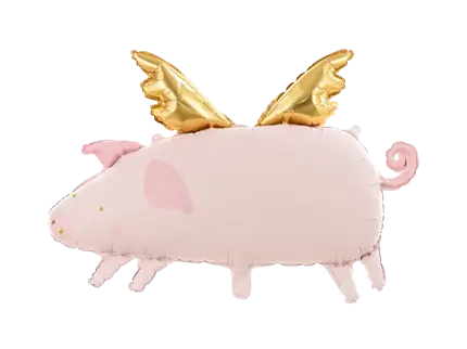 Pink winged pig balloon, 72 x 46 cm