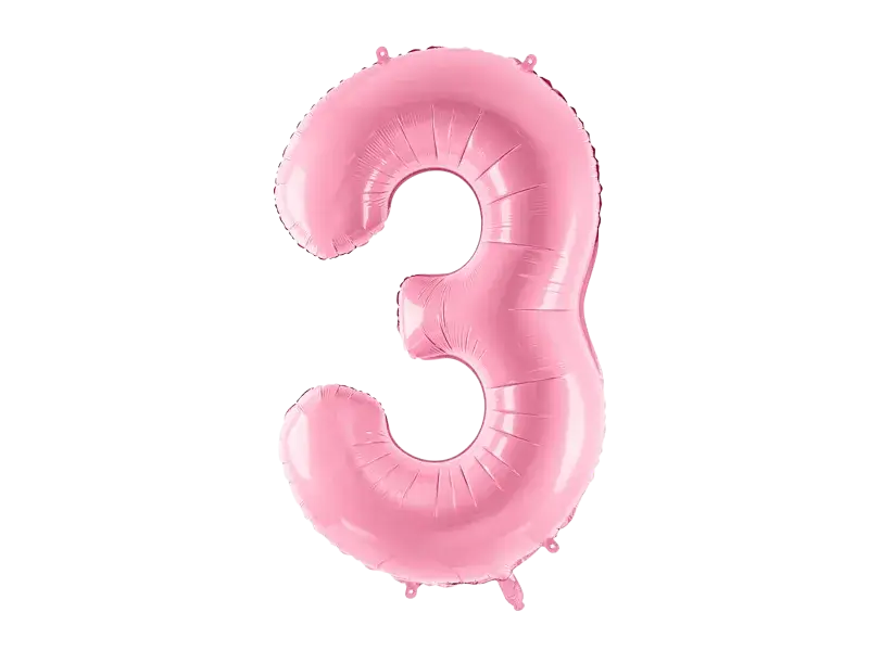 Ball Chiffre ''3'', aluminium, 86cm, light pink