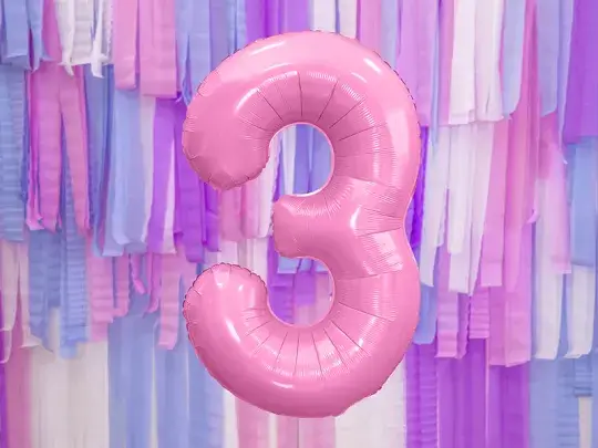 Ball Chiffre ''3'', aluminium, 86cm, light pink