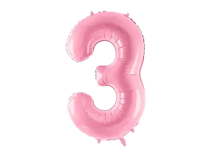 Ball Chiffre ''3'', aluminium, 86cm, light pink