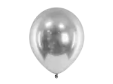 10 shiny silver balloons