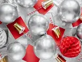 10 shiny silver balloons