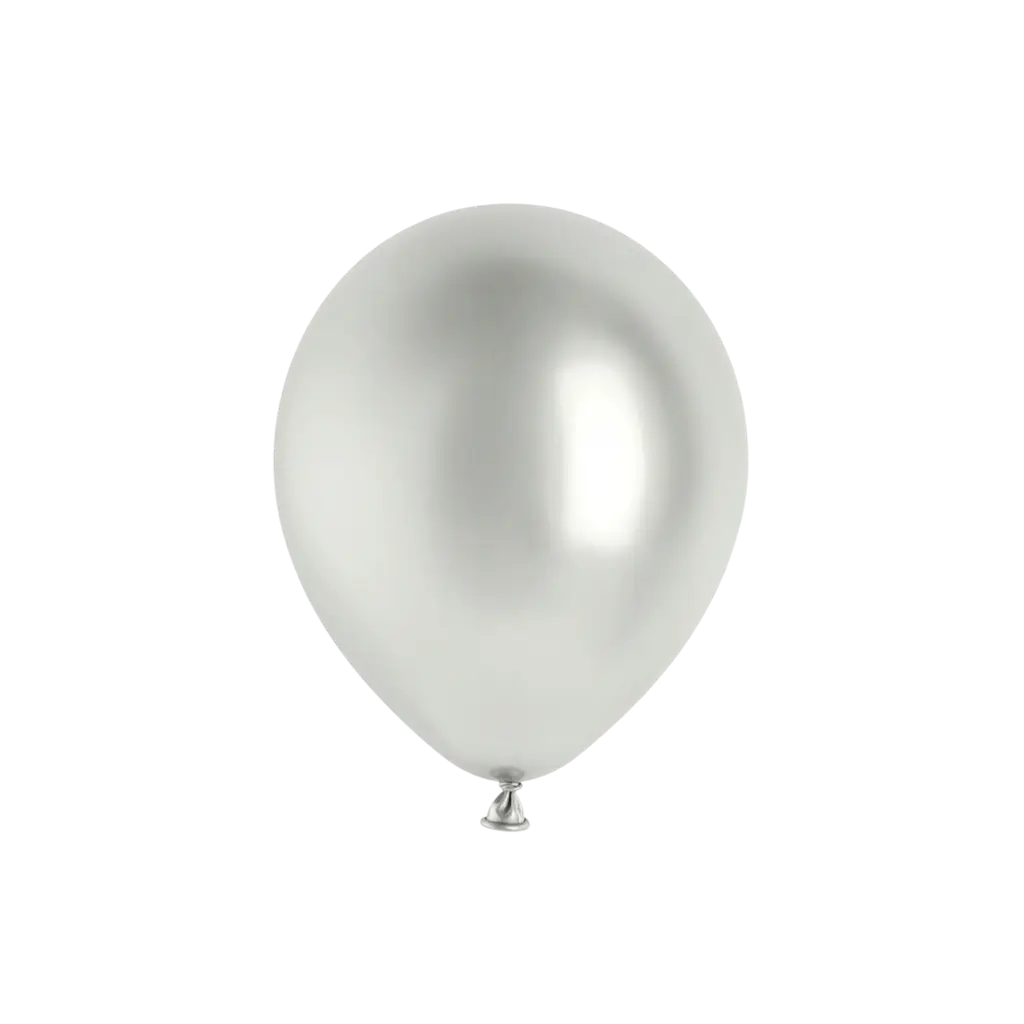 10 shiny silver balloons