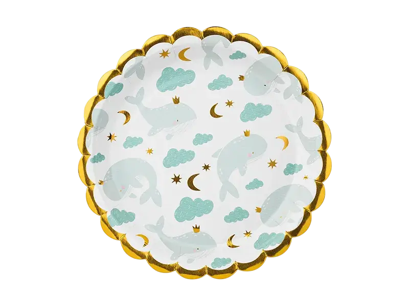 6 Plates Whales, mix of colours, 18 cm