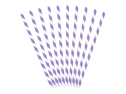10 lilac striped paper straws