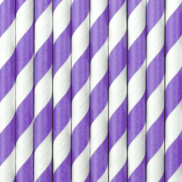10 lilac striped paper straws