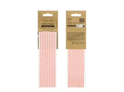 10 plain pink paper straws