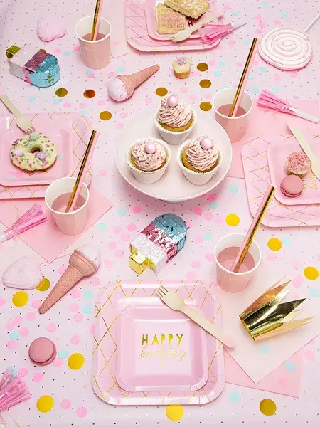 10 plain pink paper straws