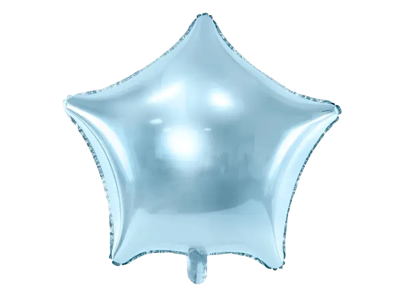Light blue metallic aluminium star balloon - 48 cm