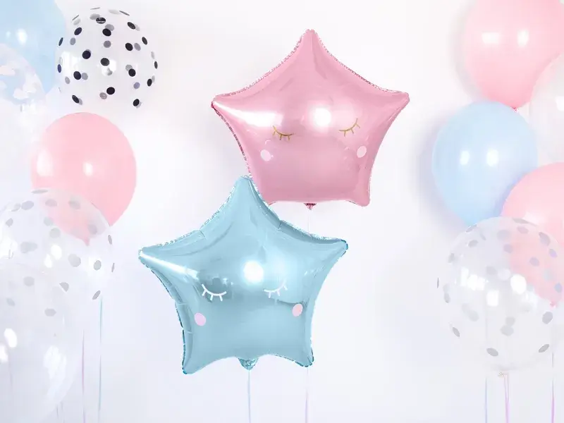 Light blue metallic aluminium star balloon - 48 cm