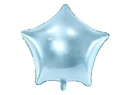 Light blue metallic aluminium star balloon - 48 cm