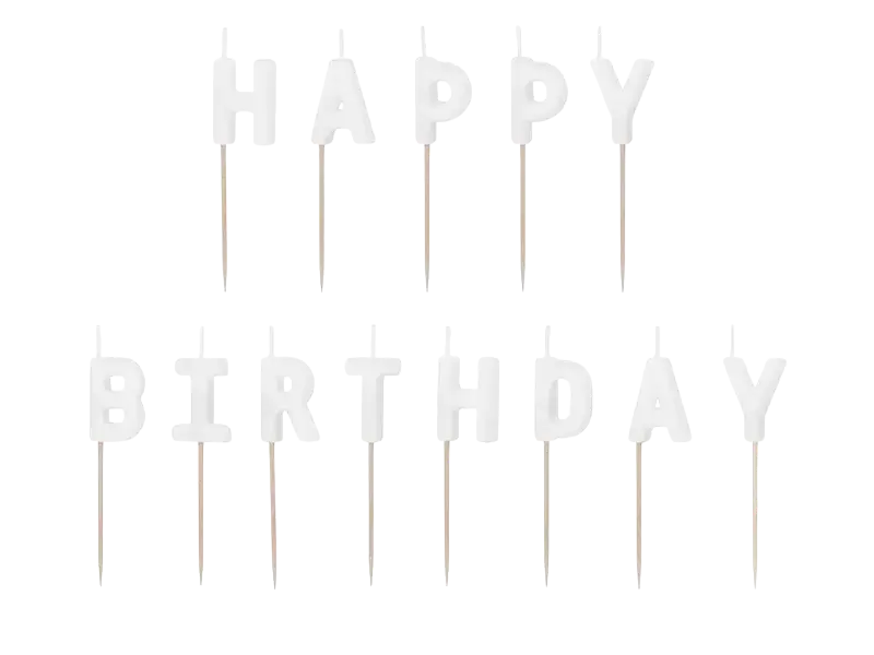 Happy birthday candles, 2.5 cm, white