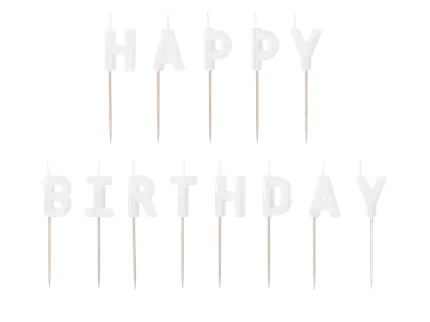 Happy birthday candles, 2.5 cm, white