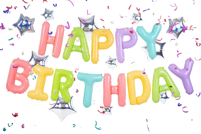 Pastel Happy Birthday balloon with stars - 395 x 35 cm