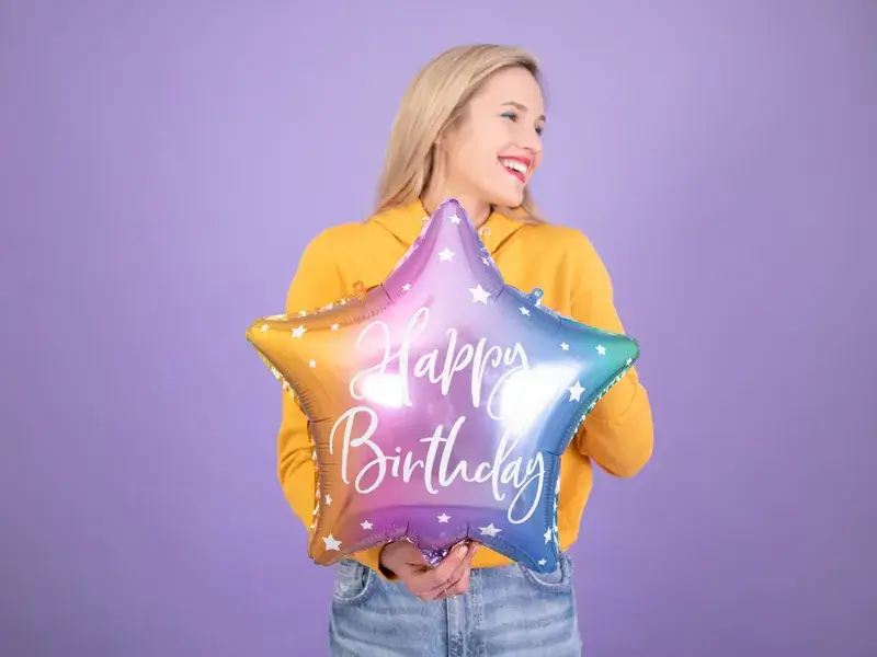 Happy Birthday rainbow star balloon