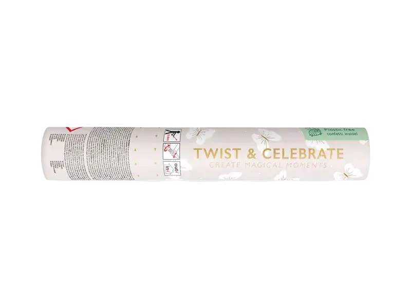Confetti cannon with white butterflies 20 cm