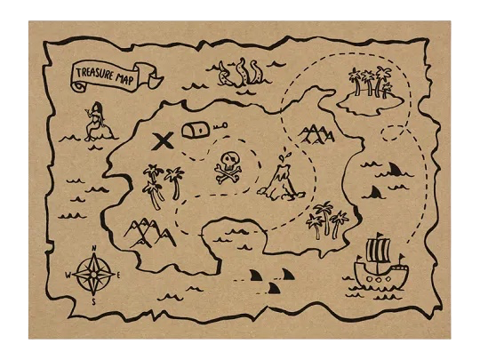 6 pirate treasure map placemats