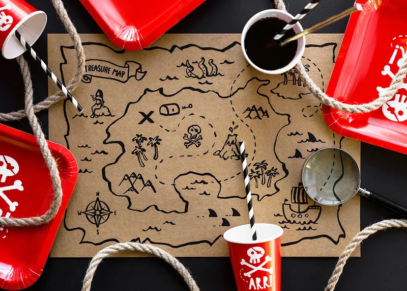 6 pirate treasure map placemats
