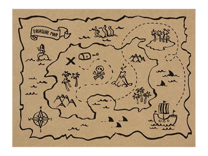6 pirate treasure map placemats