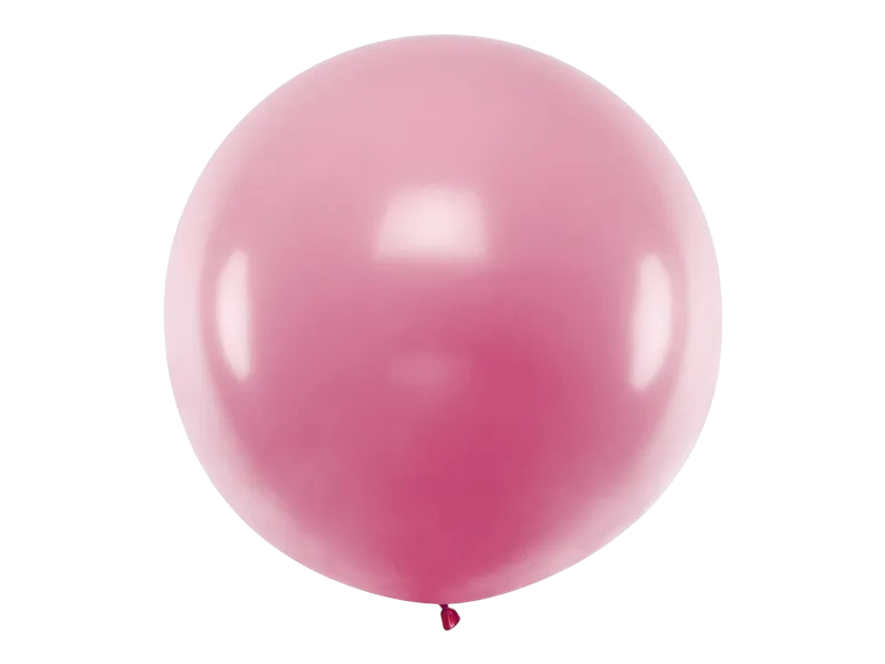 Giant round pale pink metallic balloon - 1 metre