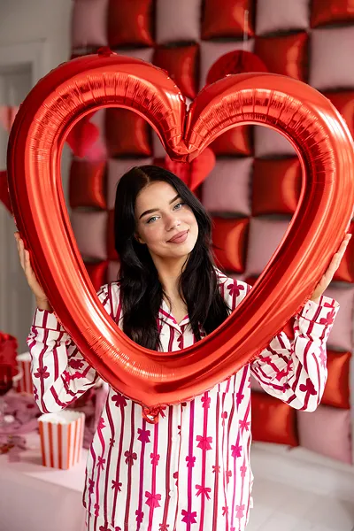Red heart aluminium balloon