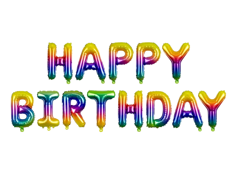 Multicoloured balloons with Happy birthday letters