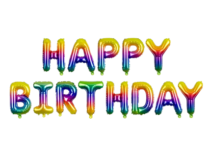 Multicoloured balloons with Happy birthday letters