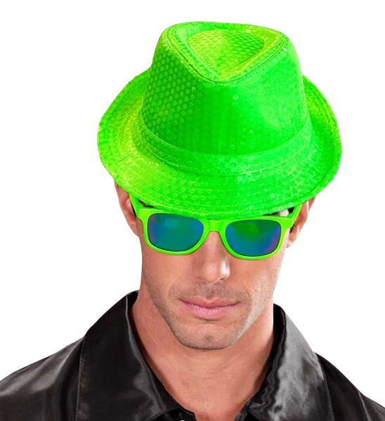 Neon green hat with sequins
