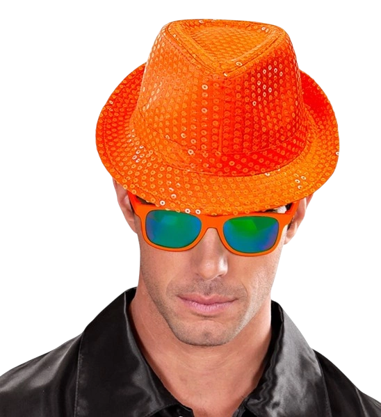 Neon orange hat with sequins