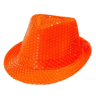 Neon orange hat with sequins