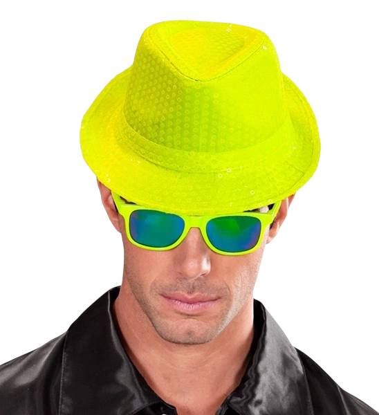 Neon yellow hat with sequins