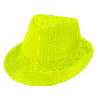 Neon yellow hat with sequins