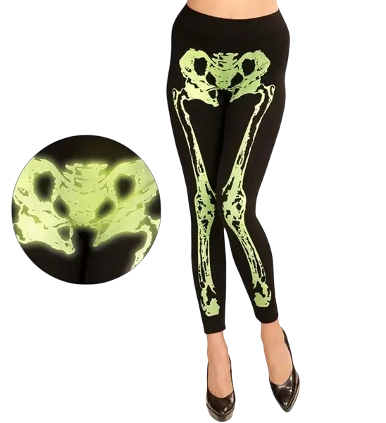 Fluorescent green skeleton leggings size S/M