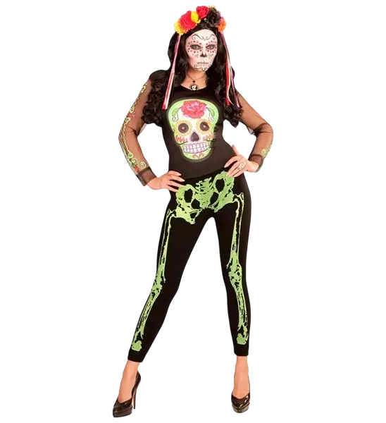 Fluorescent green skeleton leggings size S/M