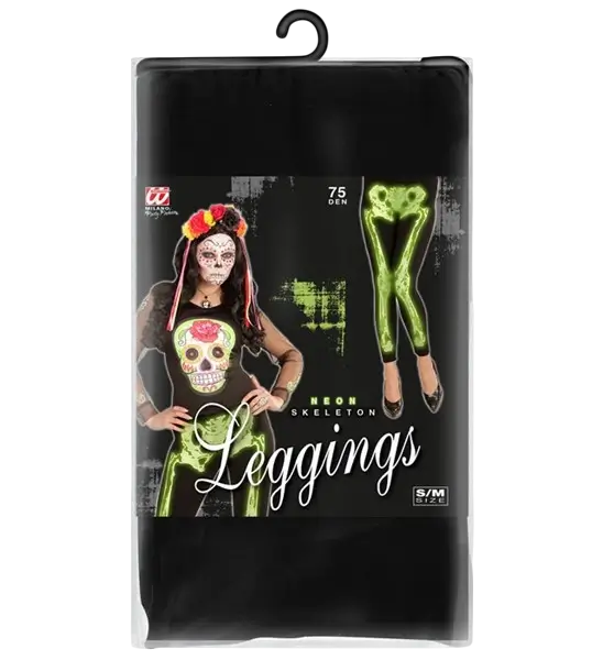 Fluorescent green skeleton leggings size S/M