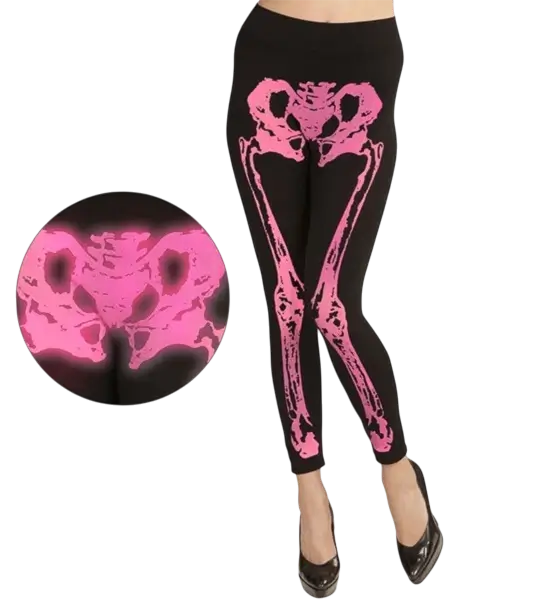 Pink fluorescent skeleton leggings size S/M