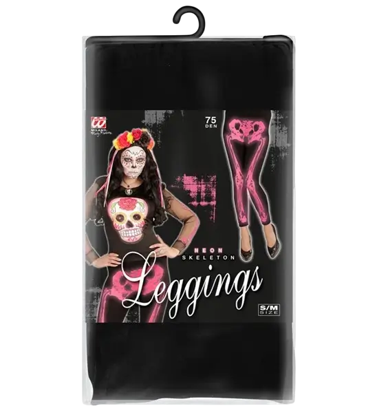 Pink fluorescent skeleton leggings size S/M